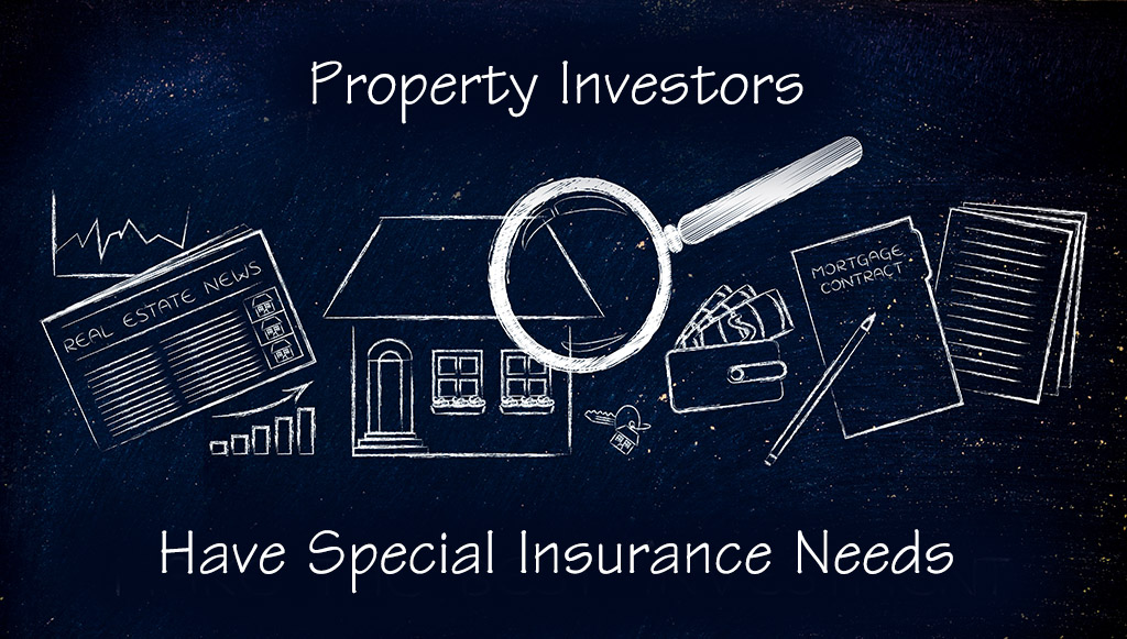 Property Investers have special insurance needs chalk board sketch of house with magnifying glass